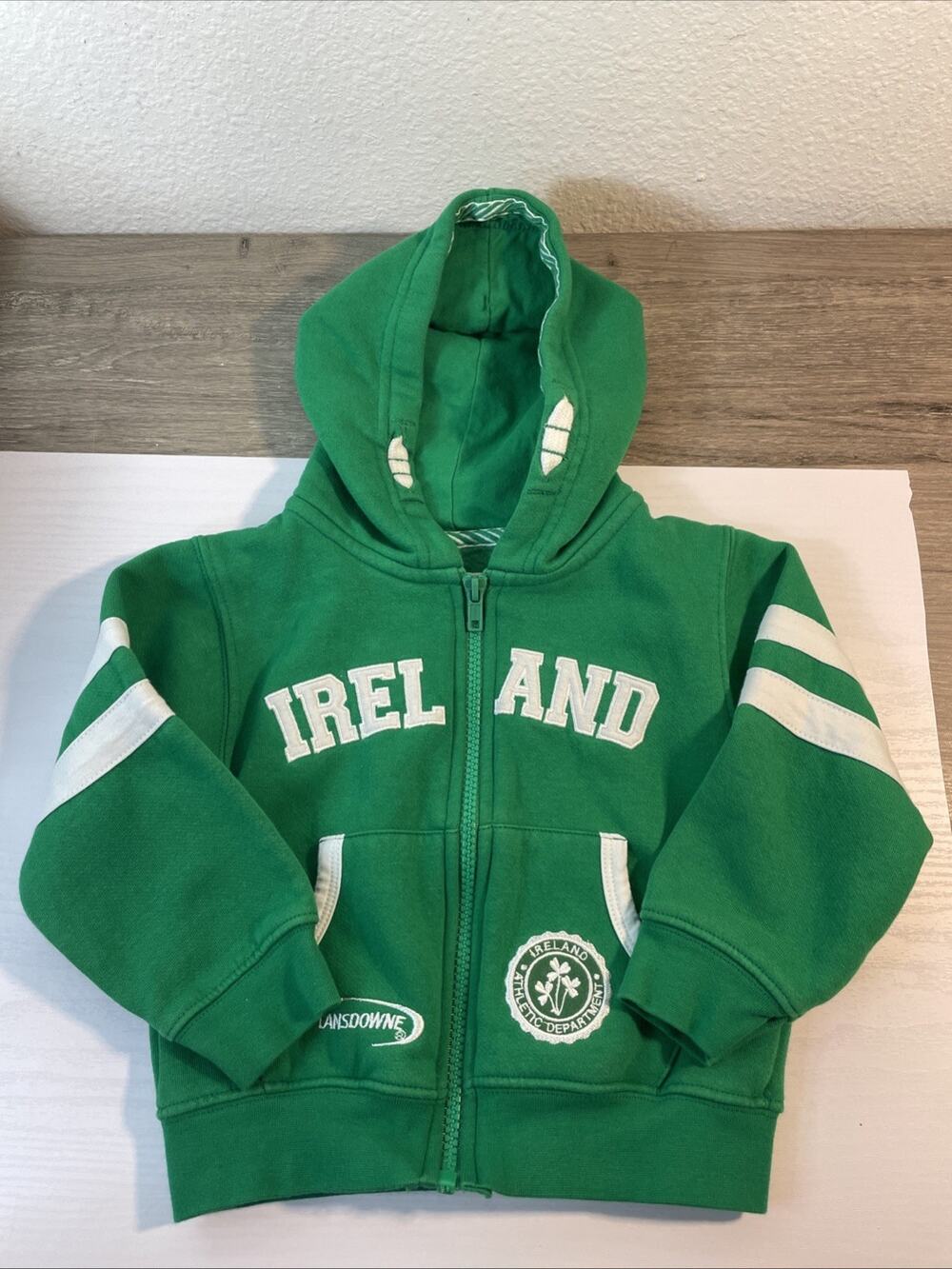 Baby Lansdowne IRELAND Rugby Hooded Full Zip Infant Sweatshirt Hoodie 0-6 Months